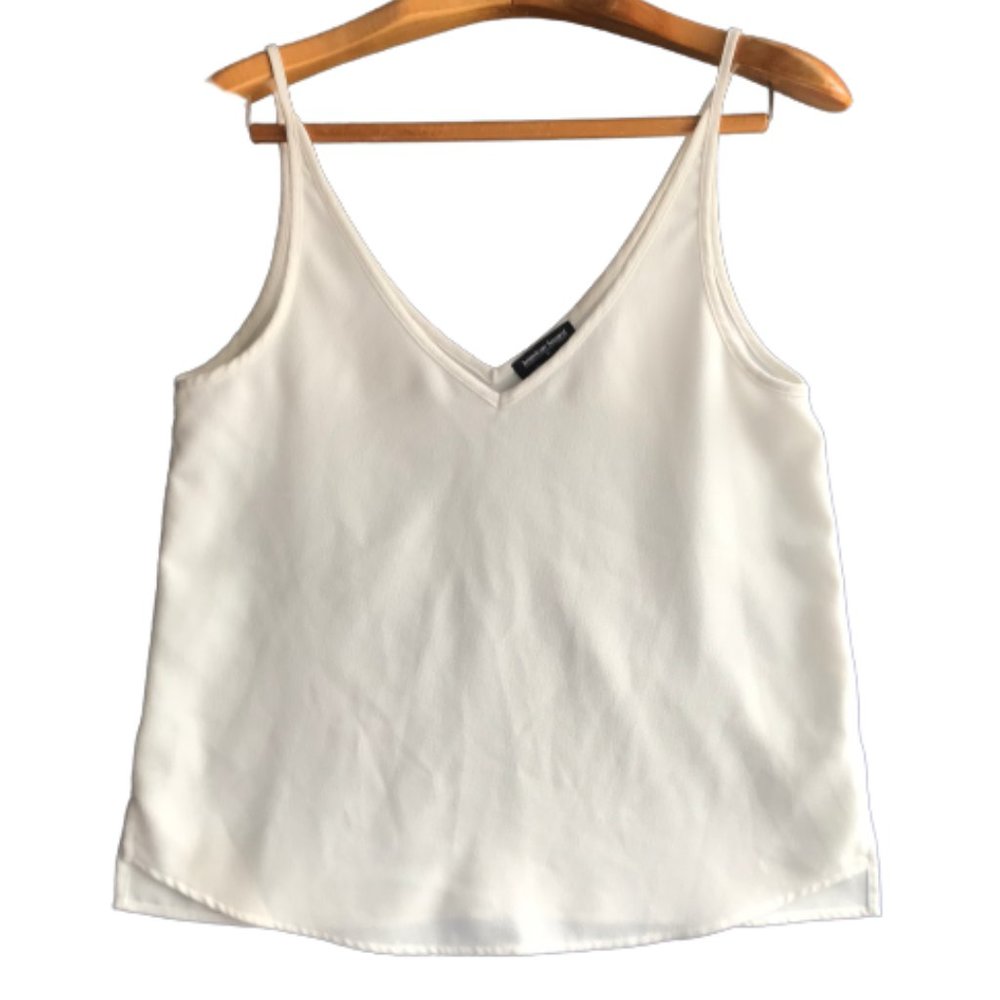 American Apparel White Crepe V-neck Flowy Tank Top